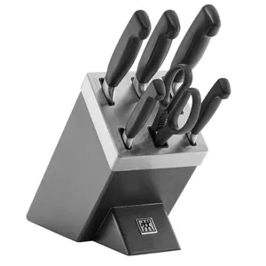 Knife/cutlery block set ZWILLING 35148-507-0 — 7-piece set with chef's knife, bread knife, paring knife, kitchen shears, grey block
