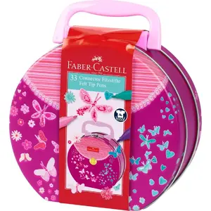 Marķieru komplekts Faber-Castell 155537 — 33 gab., magenta/rozā, apaļa korpusa