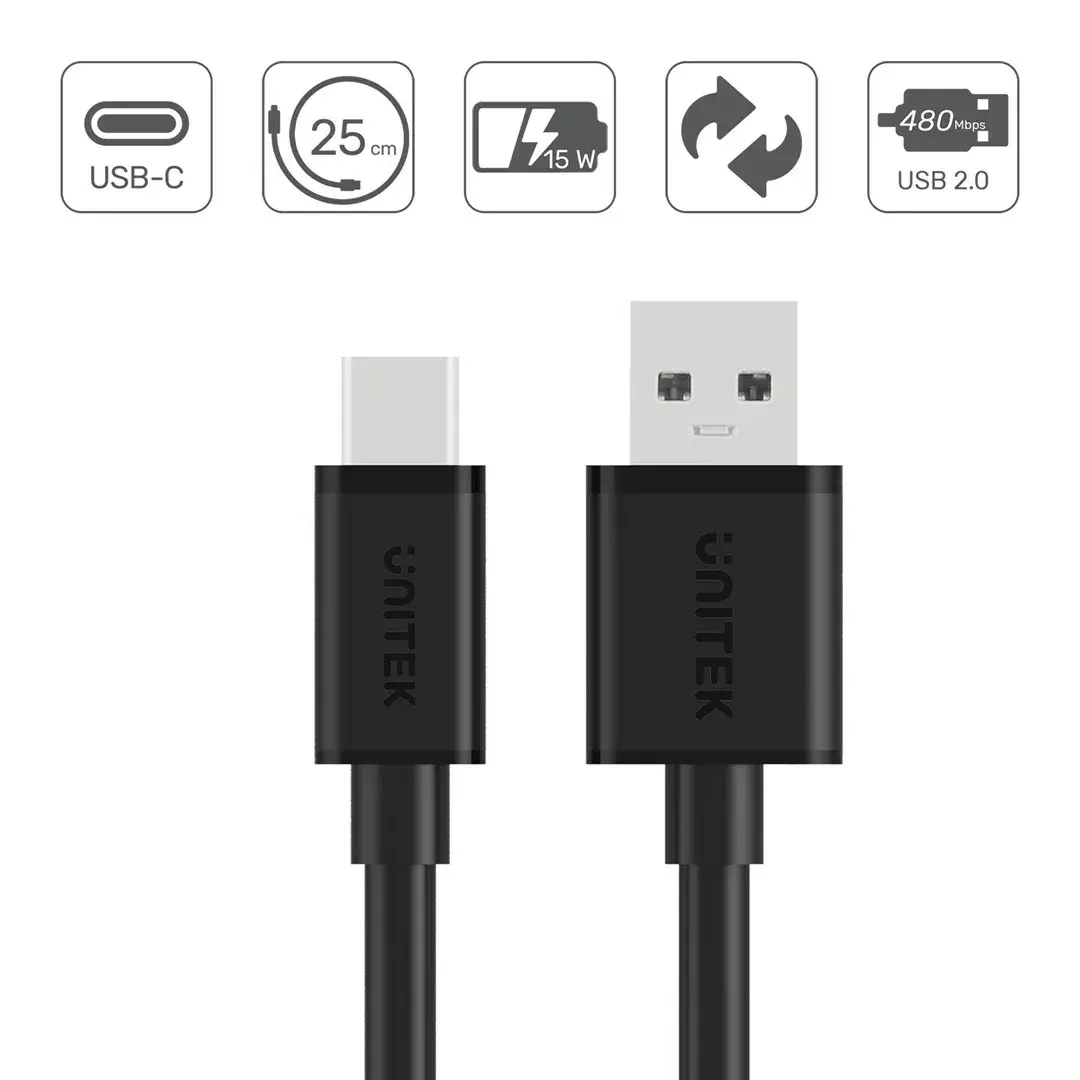 Unitek Y-C480BK кабель USB-A — USB-C 0,25 м Photo 4
