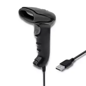 Handheld barcode reader QOLTEC 50866 — 1D laser scanner, USB wired, 600 mm range, black, 161.5×88×77 mm