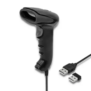 Handheld barcode reader QOLTEC 50868 — 1D/2D laser scanner, USB wired & wireless, working distance 600 mm, black