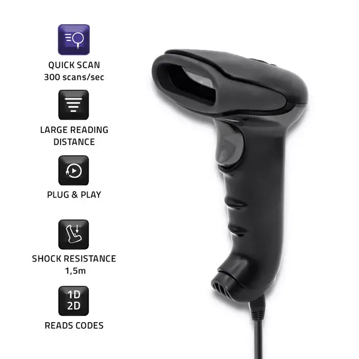 Handheld barcode reader QOLTEC 50868 Photo 3