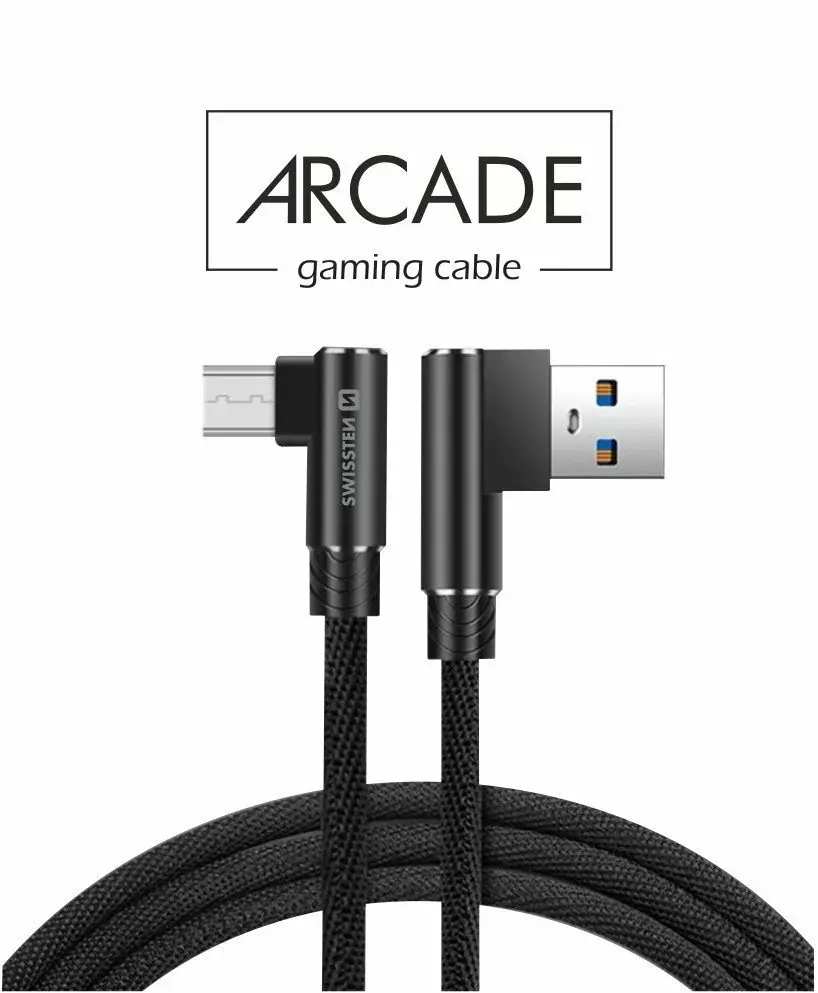Кабель USB — micro USB SWISSTEN SW-QU-USB-MICROUSB-12M-BK Photo 2