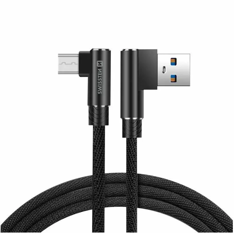 Кабель USB — micro USB SWISSTEN SW-QU-USB-MICROUSB-12M-BK Photo 3