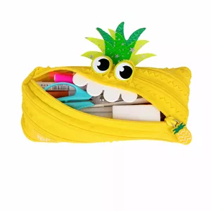 Pencil case ZIPIT Creature Monster Yellow model 550-05460, single-compartment zip closure, soft plush exterior