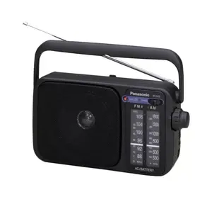 Portable radio Panasonic RF-2400D, AM/FM, 1 cm driver, 3.5 mm jack, AA battery, black, 0.69 kg