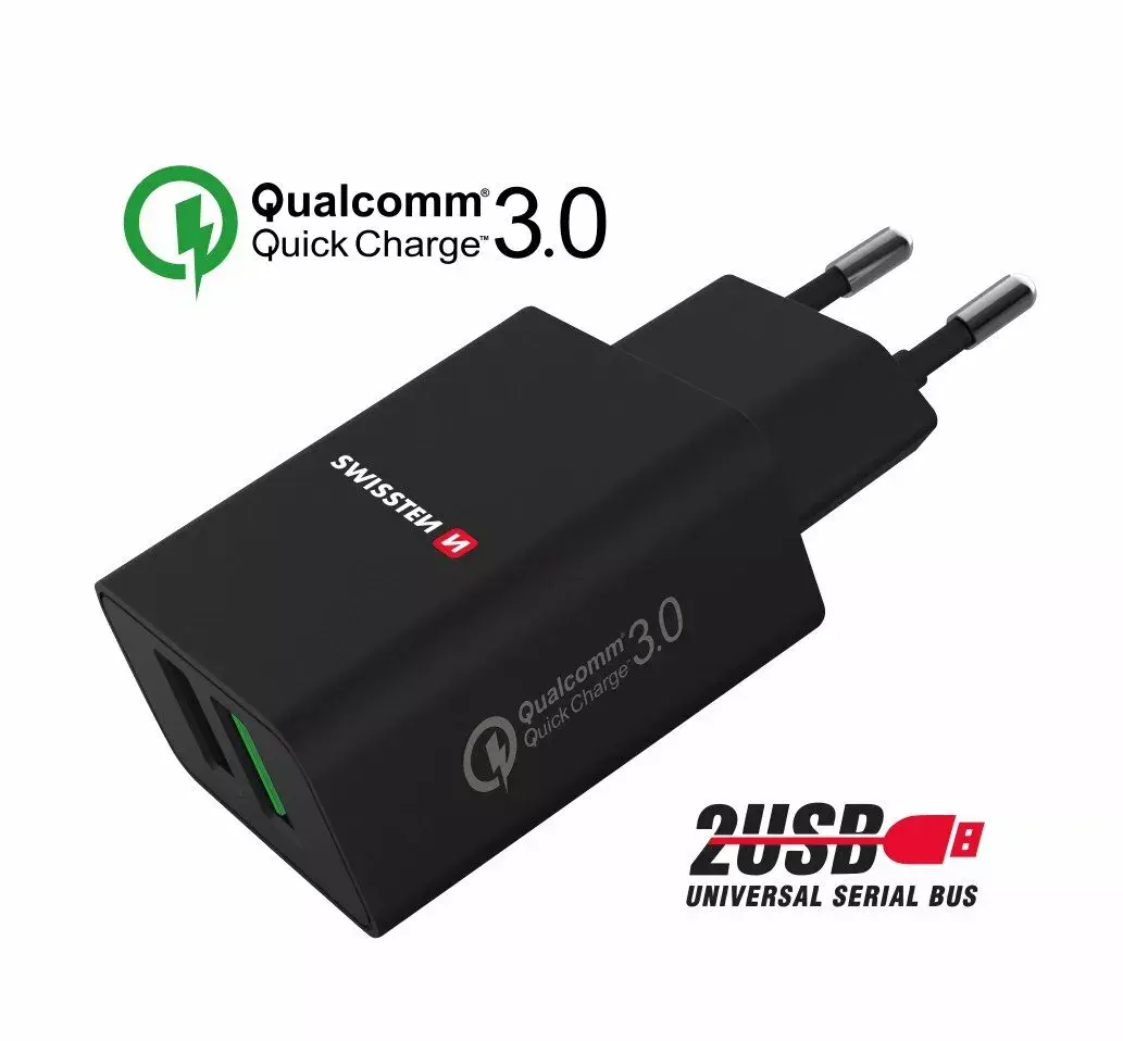 SWISSTEN Premium Travel Charger 2x USB QC3.0 23W Photo 2