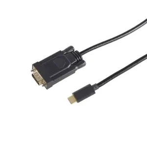 Video kabeļa adapteris S/CONN 10-59185 USB Type-C uz VGA 1.8m Melns