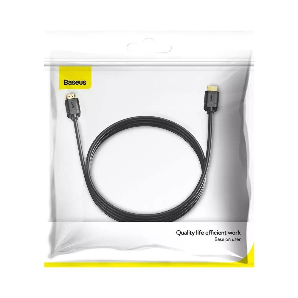 Baseus 2x HDMI 2.0 4K 60Hz kabelis, 3D, HDR, 18Gbps, 3m (melns) Photo 5