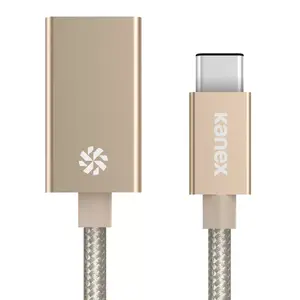 USB-C uz USB-A kabelis Kanex KU3CAPV1-GD 0,21 m, USB 3.2 Gen 1 (3.1 Gen 1), zeltains