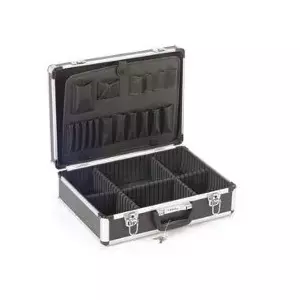 Aluminium Tool Case OEM 1819-1 with 2 Key Locks, 455×330×152 mm, Black