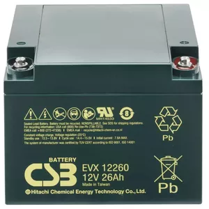 Свинцово-кислотный герметичный аккумулятор csb battery CSB-EVX12260I 12В 26А·ч для ИБП и резервного питания