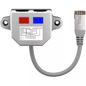 Cable distributor OEM ISDN-0016 with 2× 8P4C (RJ45) sockets, compatible with Cat 5e