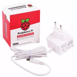 Raspberry Pi 4 Model B Official PSU, USB-C, 5.1V, 3A, EU Plug, White