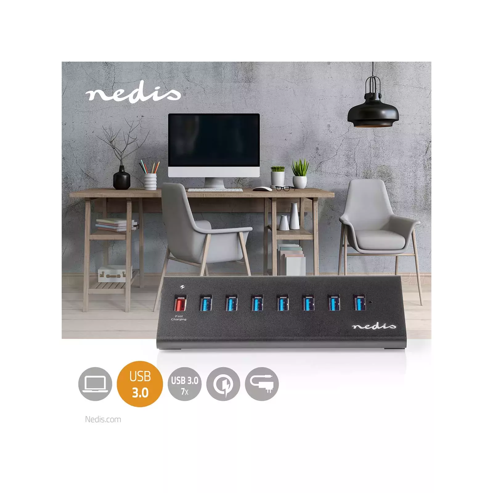 Nedis UHUBUP3810BK interface hub UHUBUP3810BK Photo 2