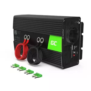 Инвертор питания Green Cell INV08 для улицы 1000 Вт, 12 В DC → 230 В AC, чёрный