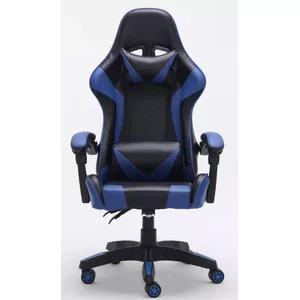 Office chair top e shop REMUS — padded seat and padded backrest, black/blue, with castor wheels
