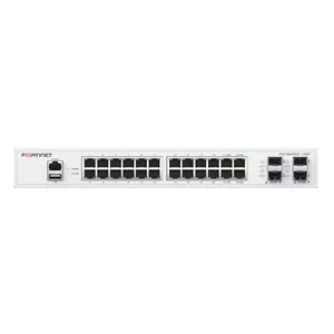 Switch Fortinet FortiSwitch-124F — 24x Gigabit Ethernet, 4x SFP+, 1x RJ45 console, fanless, L2 managed, 128 Gbit/s, 1U