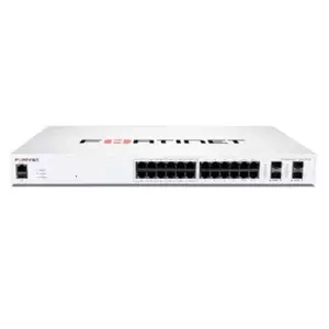Layer 2+ Managed PoE Switch Fortinet FS-124F-FPOE — 24x Gigabit + 4x SFP+, 24 PoE Ports (max 370W), 1U, RJ-45 Console