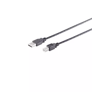 USB kabelis S/CONN 13-23005 USB 2.0 0.25 m USB A USB B Melns