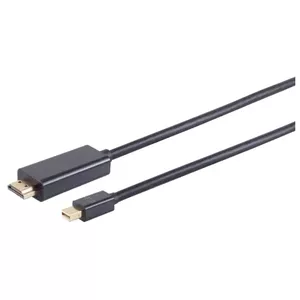 Video Cable Adapter S/CONN 10-53045 3m Mini DisplayPort HDMI Black