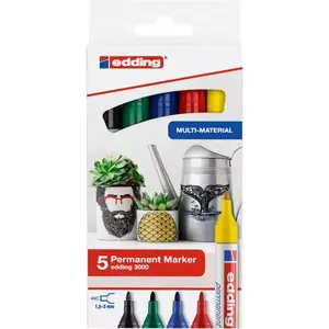 Pastāvīgais marķieris Edding 3000 Bullet tip dažādās krāsās 5 gab.