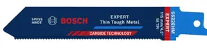 Bosch Expert 2608900359 Carbide Reciprocating Saw Blade for Thin Stainless Steel Sheet, 1.4 mm Tooth Spacing, 4 mm Max Cutting Thickness, 1 pc