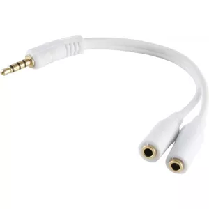 Adapteris ShiverPeaks 4‑polu 3,5 mm spraudnis uz 2× 4‑polu 3,5 mm ligzdu, zelta kontakti, 0,2 m, balts