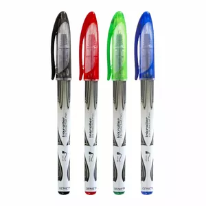 Stick rollerball pen genie 40018 — multicolour set 12 pcs, writing colours: black, blue, green, red