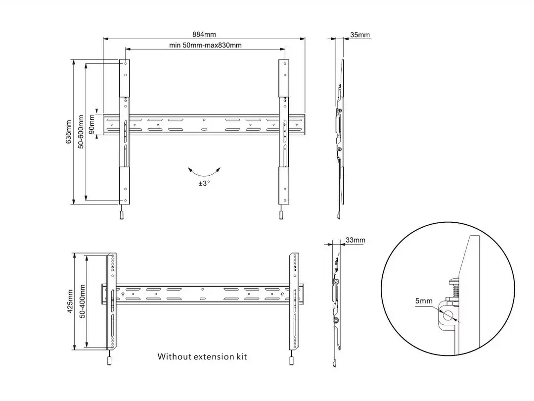 Multibrackets M Universālais Fiksētais X Liels Montējums Photo 6