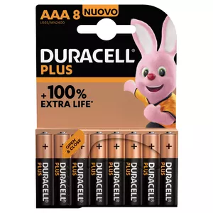 Щелочная одноразовая батарейка Duracell Plus 100 AAA 1,5 В — 8 шт. (блистер)