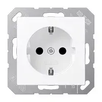 Socket outlet Type F Jung A 1520 BFKI WWM, 16 A, 250 V, white, thermoplastic, 55×55 mm