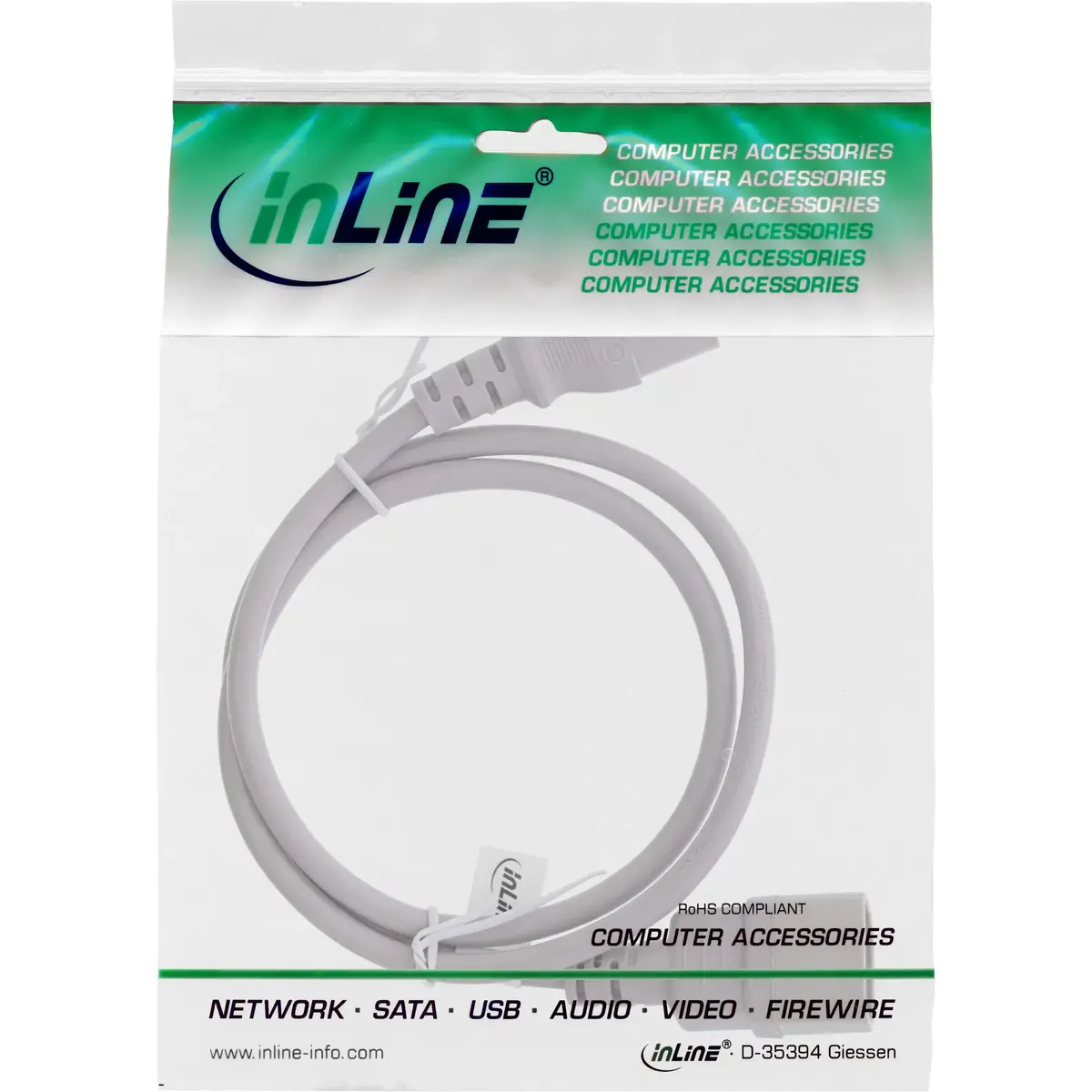 Сетевой кабель InLine C13 - C14 0.75м серый Photo 2