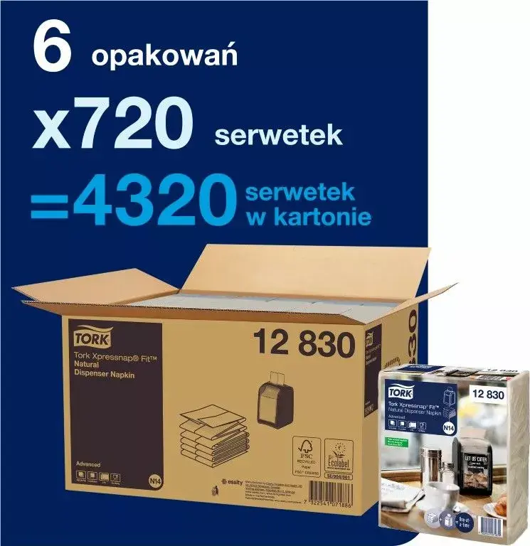 Papīra salvetes Tork 720 Xpressnap Fit 12830 Photo 1