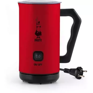 Elektriskais piena putotājs BIALETTI MKF02 — nerūsējošā tērauda korpuss, silda līdz 300 ml, puto 150 ml, sarkans
