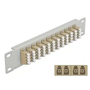 Fiber Optic Patch Panel DeLOCK 10" 12 Port LC Quad Beige 1U Grey