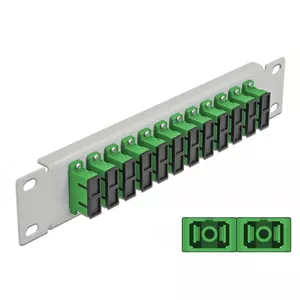 Fiber Optic Patch Panel DeLOCK 10" 12 Port SC Duplex Green 1U Grey