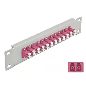 Fiber Optic Patch Panel DeLOCK 10" 12 Port LC Duplex Violet 1U Grey