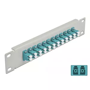 Fiber Optic Patch Panel DeLOCK 10" 12 Port LC Duplex Aqua 1U Grey
