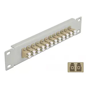 Fiber Optic Patch Panel DeLOCK 10" 12 Port LC Duplex Beige 1U Grey