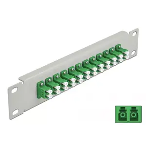 Fiber Optic Patch Panel DeLOCK 10" 12 Port LC Duplex Green 1U Grey