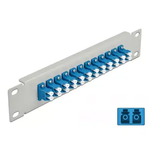 Fiber Optic Patch Panel DeLOCK 10" 12 Port LC Duplex Blue 1U Grey
