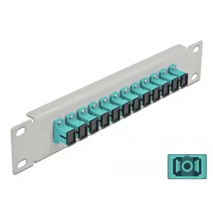 Fiber Optic Patch Panel DeLOCK 10" 12 Port SC Simplex Aqua 1U Grey