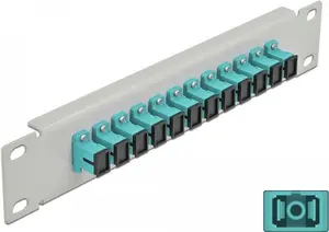 Fiber Optic Patch Panel DeLOCK 10" 12 Port SC Simplex Aqua 1U Grey