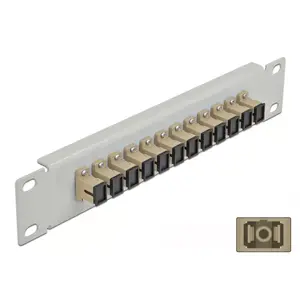 Fiber Optic Patch Panel DeLOCK 10" 12 Port SC Simplex Beige 1U Grey