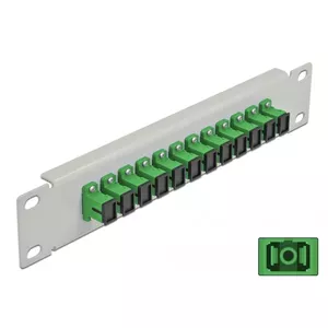 Fiber Optic Patch Panel DeLOCK 10" 12 Port SC Simplex green 1U grey