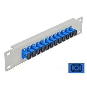 Fiber Optic Patch Panel DeLOCK 10" 12 Port SC Simplex Blue 1U Grey