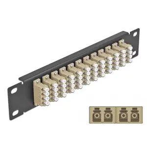Fiber Optic Patch Panel DeLOCK 10" 12 Port LC Quad Beige 1U Black