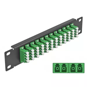 Fiber Optic Patch Panel DeLOCK 10" 12 Port LC Quad Green 1U Black