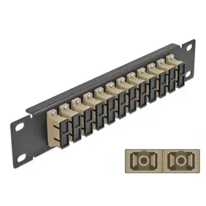 Fiber Optic Patch Panel DeLOCK 10" 12 Port SC Duplex Beige 1U Black
